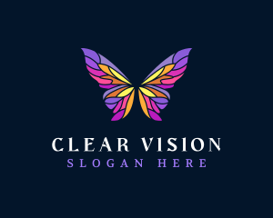 Butterfly Stained Glass Wing logo design