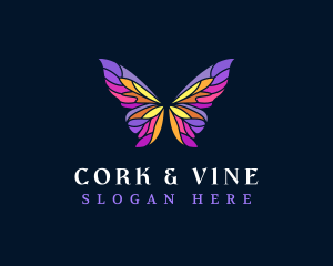 Butterfly Stained Glass Wing logo design