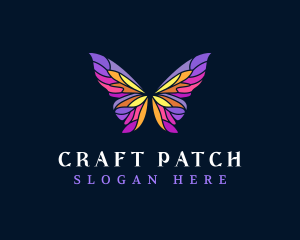 Butterfly Stained Glass Wing logo design