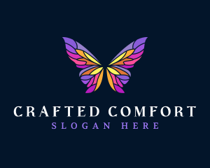 Butterfly Stained Glass Wing logo design