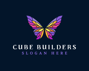 Butterfly Stained Glass Wing logo design