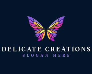 Butterfly Stained Glass Wing logo design