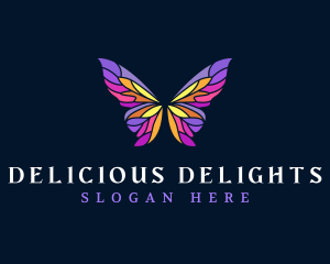 Butterfly Stained Glass Wing logo design