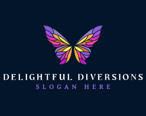 Butterfly Stained Glass Wing logo design