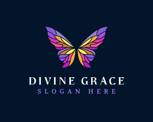 Butterfly Stained Glass Wing logo design