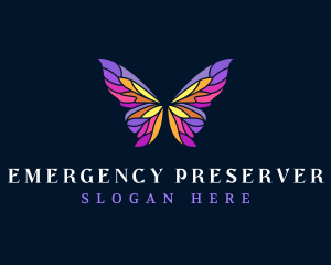 Butterfly Stained Glass Wing logo design