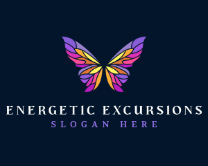 Butterfly Stained Glass Wing logo design