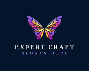 Butterfly Stained Glass Wing logo design