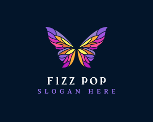 Butterfly Stained Glass Wing logo design