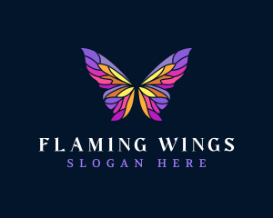 Butterfly Stained Glass Wing logo design