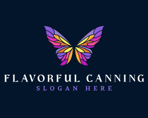 Butterfly Stained Glass Wing logo design