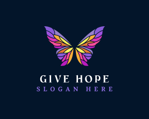 Butterfly Stained Glass Wing logo design