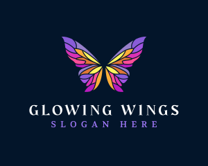 Butterfly Stained Glass Wing logo design