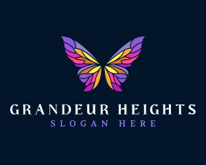 Butterfly Stained Glass Wing logo design