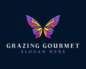 Butterfly Stained Glass Wing logo design