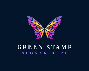 Butterfly Stained Glass Wing logo design