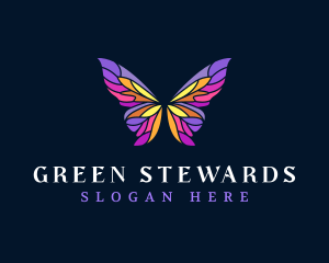 Butterfly Stained Glass Wing logo design