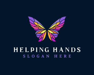 Butterfly Stained Glass Wing logo design