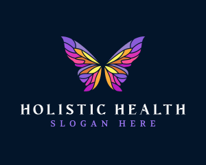 Butterfly Stained Glass Wing logo design