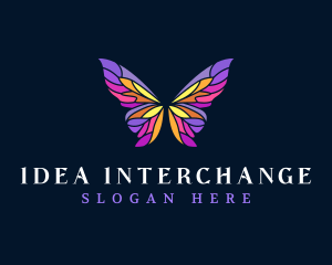 Butterfly Stained Glass Wing logo design