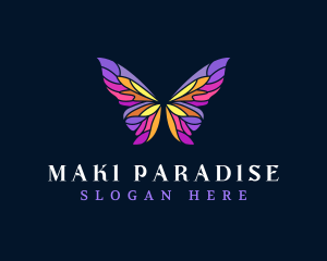 Butterfly Stained Glass Wing logo design