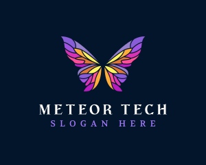 Butterfly Stained Glass Wing logo design