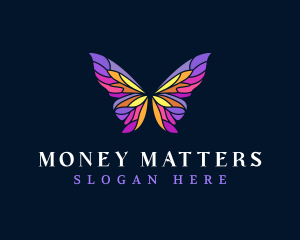 Butterfly Stained Glass Wing logo design