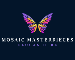 Butterfly Stained Glass Wing logo design