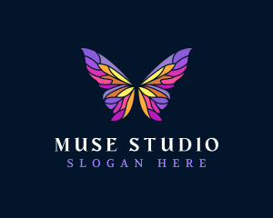 Butterfly Stained Glass Wing logo design