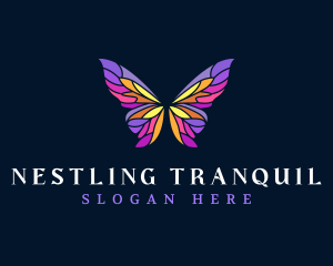 Butterfly Stained Glass Wing logo design