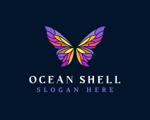 Butterfly Stained Glass Wing logo design