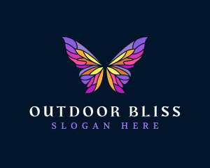 Butterfly Stained Glass Wing logo design