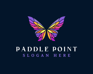 Butterfly Stained Glass Wing logo design