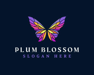 Butterfly Stained Glass Wing logo design