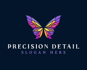 Butterfly Stained Glass Wing logo design