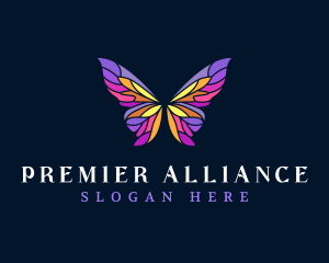 Butterfly Stained Glass Wing logo design