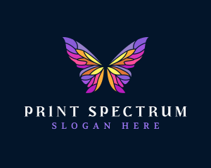 Butterfly Stained Glass Wing logo design