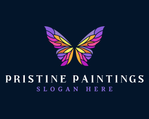 Butterfly Stained Glass Wing logo design