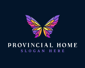 Butterfly Stained Glass Wing logo design