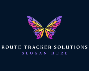 Butterfly Stained Glass Wing logo design