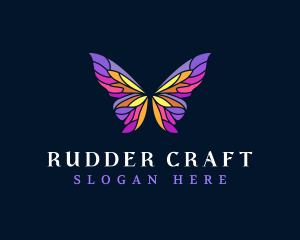 Butterfly Stained Glass Wing logo design