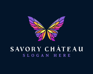 Butterfly Stained Glass Wing logo design