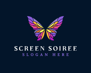 Butterfly Stained Glass Wing logo design