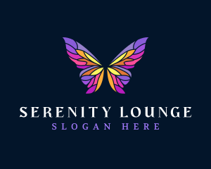 Butterfly Stained Glass Wing logo design