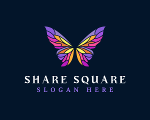 Butterfly Stained Glass Wing logo design