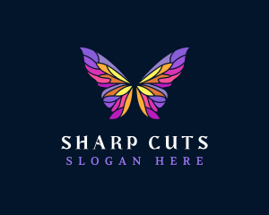 Butterfly Stained Glass Wing logo design