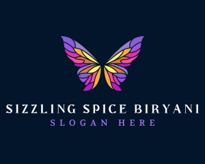 Butterfly Stained Glass Wing logo design