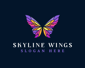 Butterfly Stained Glass Wing logo design