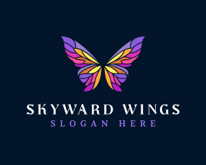 Butterfly Stained Glass Wing logo design