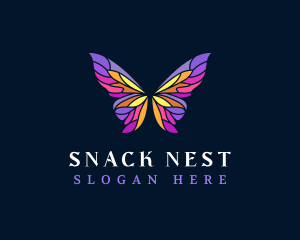 Butterfly Stained Glass Wing logo design